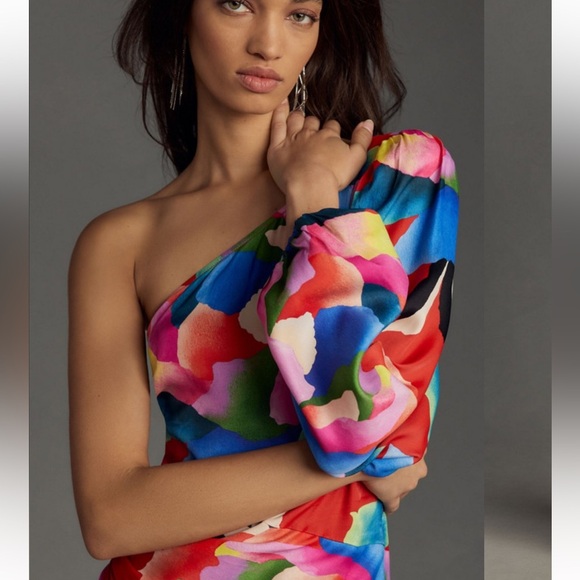 Farm Rio One-Shoulder Slim Floral Midi Dress - Picture 3 of 8